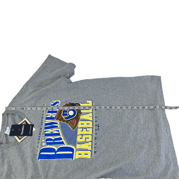New Mens Fanatics Milwaukee Brewers Cooperstown Collection T-Shirt Sz L NWT Gray - Picture 6 of 6